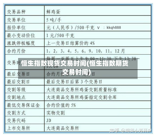 恒生指数现货交易时间(恒生指数期货交易时间)
