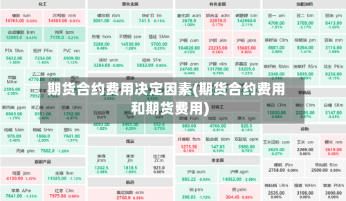 期货合约费用决定因素(期货合约费用和期货费用)