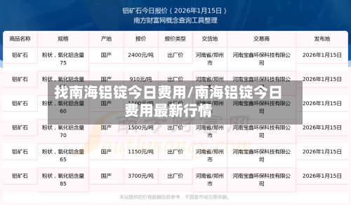 找南海铝锭今日费用/南海铝锭今日费用最新行情