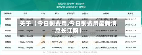 关于【今日铜费用,今日铜费用最新消息长江网】