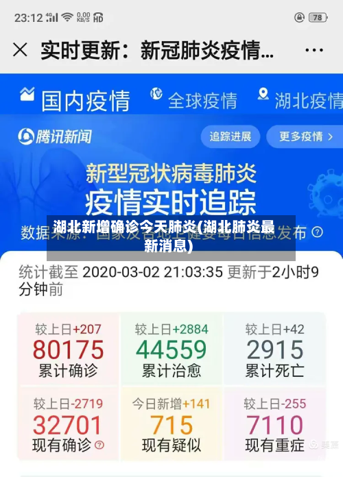 湖北新增确诊今天肺炎(湖北肺炎最新消息)