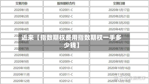 近来【指数期权费用指数期权一手多少钱】